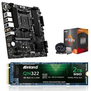 micro center amd ryzen 5 5600x 6-core, 12-thread unlocked desktop processor with wraith stealth cooler bundle with b550m pro-vdh wifi proseries motherboard and 2tb gen3 2280 ssd