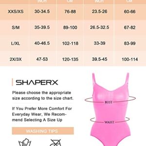 SHAPERX Bodysuit for Women Tummy Control Shapewear Seamless Sculpting Thong Body Shaper Tank Top,SZ5215-Pink-S/M