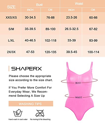 SHAPERX Bodysuit for Women Tummy Control Shapewear Seamless Sculpting Thong Body Shaper Tank Top,SZ5215-Pink-S/M