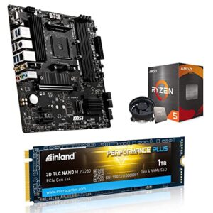 micro center amd ryzen 5 5600x 6-core, 12-thread unlocked desktop processor with wraith stealth cooler bundle with b550m pro-vdh wifi proseries motherboard and 1tb gen4 2280 ssd