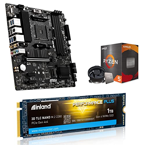 Micro Center AMD Ryzen 5 5600X 6-core, 12-Thread Unlocked Desktop Processor with Wraith Stealth Cooler Bundle with B550M PRO-VDH WiFi ProSeries Motherboard and 1TB Gen4 2280 SSD