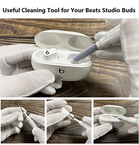 Olytop for Beats Studio Buds/Buds + Case with Cleaner kit 2021/2023, Soft Silicone Case New Beat Studio Buds Plus Cover Protective Skin with Keychain, Cleaning Pen for Beat Studio Earbuds, Milk Tea