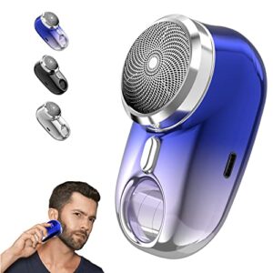 electric razor for men, ievei 2023 upgrade mini portable electric shaver wet and dry mens razor usb rechargeable, easy one-button use for home, car, travel (blue)