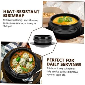 Angoily 1pc Korean Miso Soup Pot Stainless Steel Sauce Pan with Lid Stoneware Clay Portable Stove Burner Korean Dolsot Bowl Stoneware Bowl Korean Bowl Kitchen Cookwares Ceramic Kitchenware