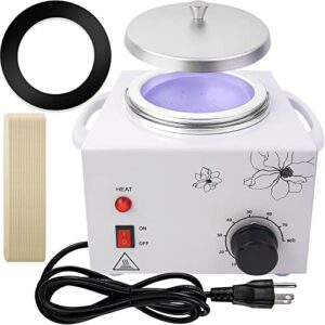 600ml single wax warmer machine wax pot for hair removal, professional electric wax heater with adjustable temperature set for women men with 20pcs wooden wax sticks