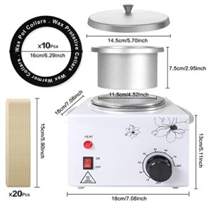 600ML Single Wax Warmer Machine Wax Pot for Hair Removal, Professional Electric Wax Heater with Adjustable Temperature Set for Women Men with 20PCS Wooden Wax Sticks