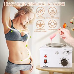 600ML Single Wax Warmer Machine Wax Pot for Hair Removal, Professional Electric Wax Heater with Adjustable Temperature Set for Women Men with 20PCS Wooden Wax Sticks