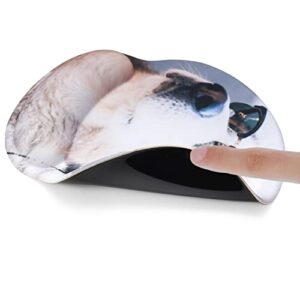 VEELAM Ergonomic Mouse Pad with Wrist Support Rest, Round Shape Funny Dog,Grey