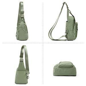 ODODOS Daily Sling Bag with Adjustable Straps Crossbody Chest Bag Lightweight Small Backpack for Casual Outdoor Traveling Hiking, Sage Grey