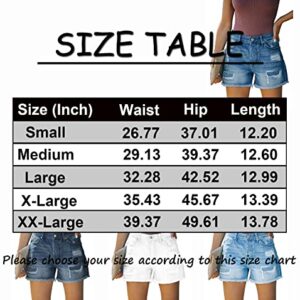 onlypuff Women’s Denim Short Hot Pants Mid Waisted Ripped Frayed Hem Jeans Shorts for Girls