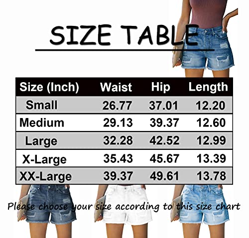 onlypuff Women’s Denim Short Hot Pants Mid Waisted Ripped Frayed Hem Jeans Shorts for Girls