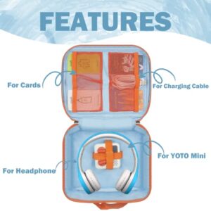 Carrying Case for YOTO Mini Player - Travel Case Compatible with Yoto Mini Audio Music Player, Headphone and Cards, Storage Bag Organizer with Handle and Adjustable Shoulder Strap, Blue (Case Only)