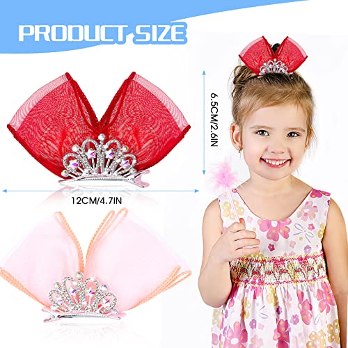 WLLHYF Diamond Crown Hair Pin Bow Hair Clips Gradient Metal Side Hair Barrette Princess Headband Mini Birthday Crown Hair Styling Headdress Accessories for Girls Kids