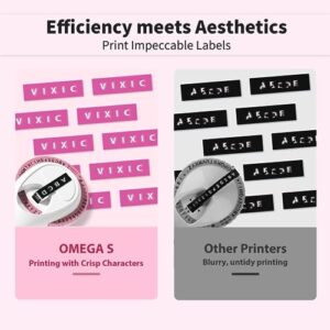Vixic Omega S Portable Embossing Label Maker Machine with Tapes，DIY 3D Labels，Vintage Label Maker with 3 Color Rolls, Handheld Label Printer for Home, Office,Pink