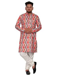 multi color printed kurta pajama set men - indian traditional dress ethnic churidhar for men wedding - men's tunic cotton kurta - indian mens kurti - diwali clothes