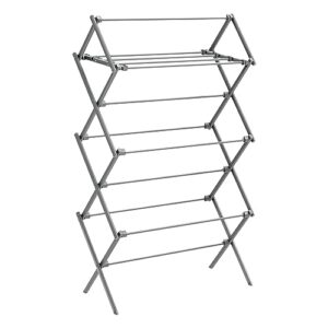 songmics foldable clothes drying rack, laundry drying rack, clothes airer, steel frame, 14.6 x 29.5 x 53.2 inches, easy assembly, indoor outdoor use, gray ullr770g01