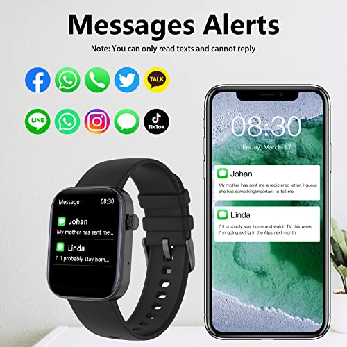 Smart Watch, 1.8'' Fitness Watch with Text and Call, Activity Tracker Smartwatch with Heart Rate, Blood Oxygen, and Sleep Monitor, IP68 Waterproof, for Women and Men iPhone Android Phones Compatible