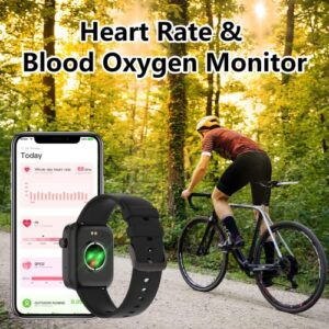 Smart Watch, 1.8'' Fitness Watch with Text and Call, Activity Tracker Smartwatch with Heart Rate, Blood Oxygen, and Sleep Monitor, IP68 Waterproof, for Women and Men iPhone Android Phones Compatible