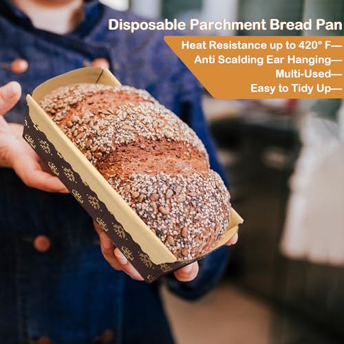 Tcucina Baking Parchment Paper Mini Loaf Pans 15 Pack Disposable, 6x2.5 IN 13 OZ Food Grade Bread Pan Liners for Microwave Oven Toaster Air Fryer, Small Meatloaf, Bundt Cake