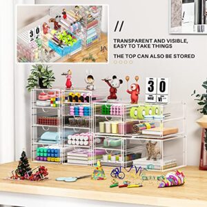 Makeup Organizer Storage With 16 Drawers, 4 Pcs Desktop Office Supplies, Desk Organizers, Clear Desk Accessories, Dustproof Drawer Organizer and Storage for Make Up, Jewelry, Pen, Desktop Stationary