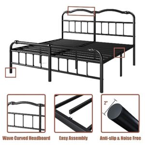 EZBeds Cal King Bed Frame with Headboard and Footboard, 14 Inch High, Heavy Duty Bed Frame No Box Spring Needed, Easy Assembly, Noise-Free, Under Bed Storage, Black