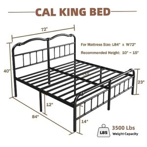 EZBeds Cal King Bed Frame with Headboard and Footboard, 14 Inch High, Heavy Duty Bed Frame No Box Spring Needed, Easy Assembly, Noise-Free, Under Bed Storage, Black