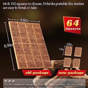 Nvkrvks Fire Starter, Easy-Burning Fire Starter Squares for Wood Stoves, Campfires, Grill Pit and Fireplace, Natural & Waterproof BBQ Fire Starters, 64 Mini Square