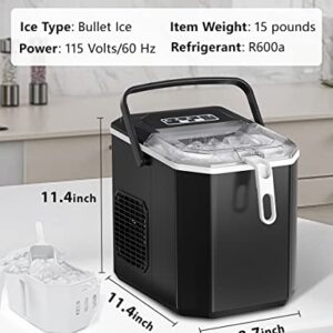 COWSAR Ice Makers Countertop, Portable Ice Maker Machine 6 Mins/9 Pcs Bullet 26.5lbs/24Hrs with Self-Cleaning, Ice Scoop and Basket, Ice Maker for Party/Kitchen/Home/Office