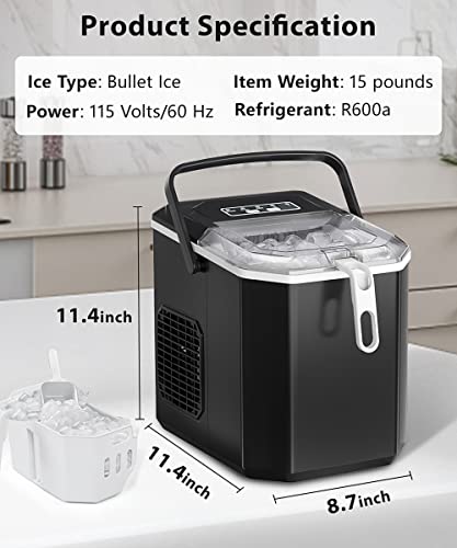 COWSAR Ice Makers Countertop, Portable Ice Maker Machine 6 Mins/9 Pcs Bullet 26.5lbs/24Hrs with Self-Cleaning, Ice Scoop and Basket, Ice Maker for Party/Kitchen/Home/Office