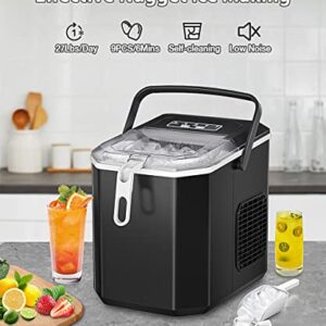 COWSAR Ice Makers Countertop, Portable Ice Maker Machine 6 Mins/9 Pcs Bullet 26.5lbs/24Hrs with Self-Cleaning, Ice Scoop and Basket, Ice Maker for Party/Kitchen/Home/Office