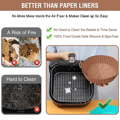 Air Fryer Silicone Liners for Ninja Air Fryer AF101 4QT, AF161/AF150 5.5QT, for COSORI/Gourmia/PowerXL/InstantPot/Fabuletta/Phillip Air Fryer 4QT, and Most 3-5QT Airfryers, Better than Paper Liners