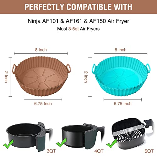 Air Fryer Silicone Liners for Ninja Air Fryer AF101 4QT, AF161/AF150 5.5QT, for COSORI/Gourmia/PowerXL/InstantPot/Fabuletta/Phillip Air Fryer 4QT, and Most 3-5QT Airfryers, Better than Paper Liners