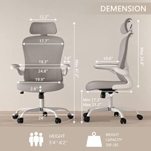 Office Chair, High Back Ergonomic Desk Chair, Breathable Mesh Desk Chair with Adjustable Lumbar Support and Headrest, Swivel Task Chair with flip-up Armrests, Executive Chair for Home Office