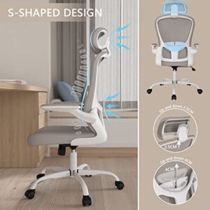 Office Chair, High Back Ergonomic Desk Chair, Breathable Mesh Desk Chair with Adjustable Lumbar Support and Headrest, Swivel Task Chair with flip-up Armrests, Executive Chair for Home Office