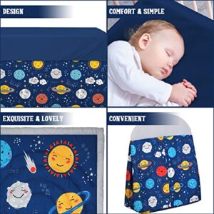 Rtteri 4 Pieces Baby Crib Bedding Set, Nursery Bedding Standard Size Soft Baby Bedding Set Including Crib Skirt, Blanket, Crib Sheet and Diaper Stacker for Baby Girls and Boys (Space)