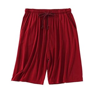men's outdoors shorts elastic waist baggy shorts loose fit lightweight sports shorts breathable pajama lounge shorts (red,4x-large)