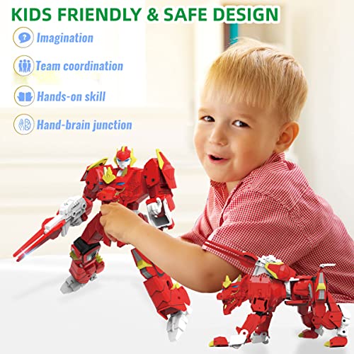 Wenbeier Animal Assembly Robot Toys Tiger Action Figure for Kids 10-in Deformation Robot for Boys & Girls Ages 6-12 (Red)