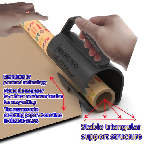 THMORT Wrapping Paper Roll Cutter with Handle (2-Pack) Push Cut Gift Birthday Wrapping Paper for Kids Boys and Girls Adults Man Woman Easy Sliding Gift Wrap Cutter Holder Dispenser Clamp Tool Tube.