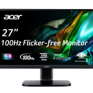 Acer KB272 EBI 27" IPS Full HD (1920 x 1080) Zero-Frame Gaming Office Monitor | AMD FreeSync Technology | Up to 100Hz Refresh | 1ms (VRB) | Low Blue Light | Tilt | HDMI & VGA Ports,Black