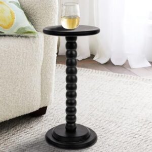 Creative Co-Op Stacked Pedestal Cocktail Side Table, Black