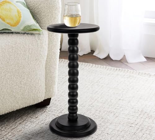 Creative Co-Op Stacked Pedestal Cocktail Side Table, Black