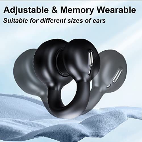 Houlyn Wireless Ear Clip Bone Conduction Headphones Open Ear Earbuds Bluetooth 5.3 for Android iPhone, Waterproof Painless Mini Sport Open Ear Clip Headphones, HiFi Quality/Long Battery Life, Black