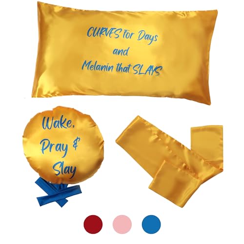 Sigma Gamma Rho Paraphernalia; Satin Bonnet, Satin Pillowcase and Satin Head Scarf - 3 Piece Set; Hair Bonnet for Sleeping