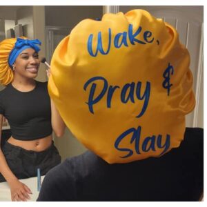 Sigma Gamma Rho Paraphernalia; Satin Bonnet, Satin Pillowcase and Satin Head Scarf - 3 Piece Set; Hair Bonnet for Sleeping