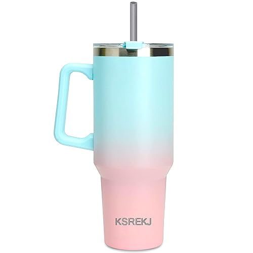 40 oz Tumbler With Handle and Straw, Stainless Steel Insulated cup, Travel Mug for Hot and Cold Beverages, Thermos Travel Coffee Mug