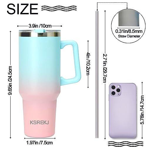 40 oz Tumbler With Handle and Straw, Stainless Steel Insulated cup, Travel Mug for Hot and Cold Beverages, Thermos Travel Coffee Mug