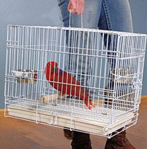 two size, durable metal travel or veterinary collapsable parrot bird carrier cage (white, 24" x 16.5" x 20.5"h)