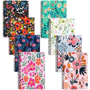 faccito 8 pack a5 spiral journal notebook for women college ruled notebook hardcover notepad with 60 sheets/120 pages for gift, daily school, office supplies (floral style)