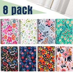 Faccito 8 Pack A5 Spiral Journal Notebook for Women College Ruled Notebook Hardcover Notepad with 60 Sheets/120 Pages for Gift, Daily School, Office Supplies (Floral Style)