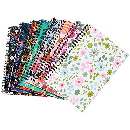 Faccito 8 Pack A5 Spiral Journal Notebook for Women College Ruled Notebook Hardcover Notepad with 60 Sheets/120 Pages for Gift, Daily School, Office Supplies (Floral Style)